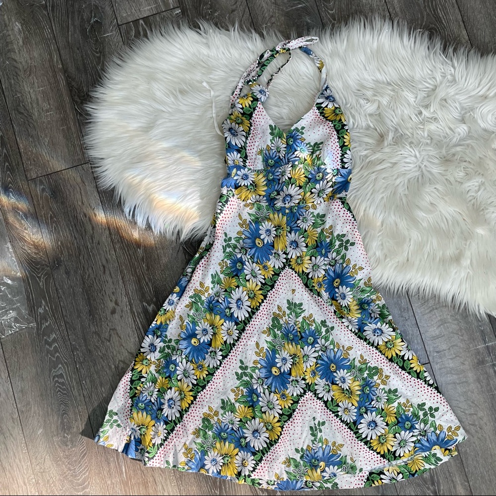 Postmark floral dress halter fit and flare retro style size 2